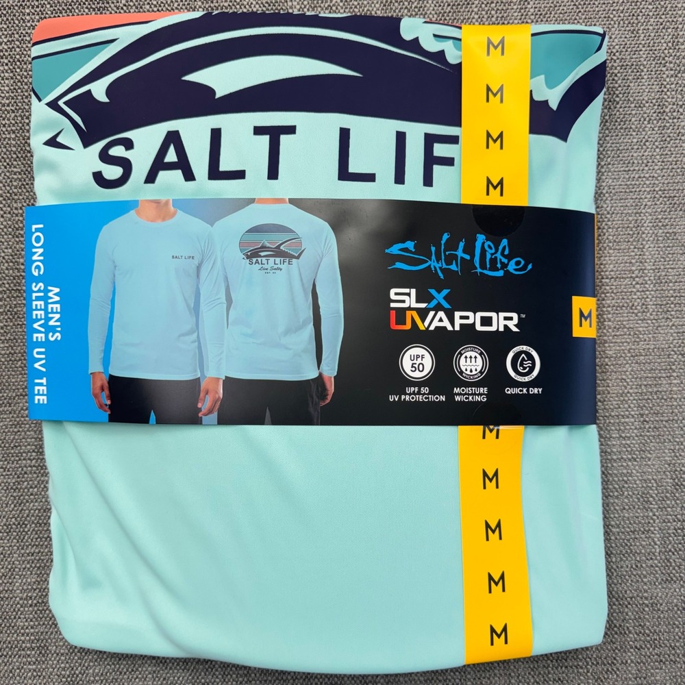 Salt Life Mens SLX UVapor Long Sleeve UV Tee Light Blue SLM6559 UPF 50 M